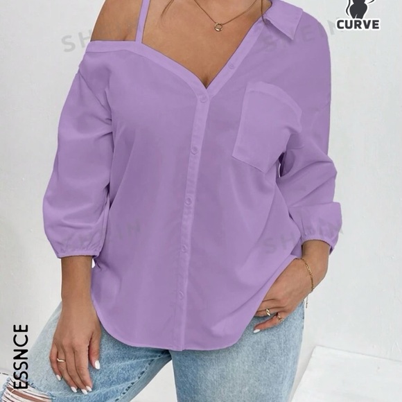 SHEIN Tops - SHEIN Purple Off-Shoulder Blouse
